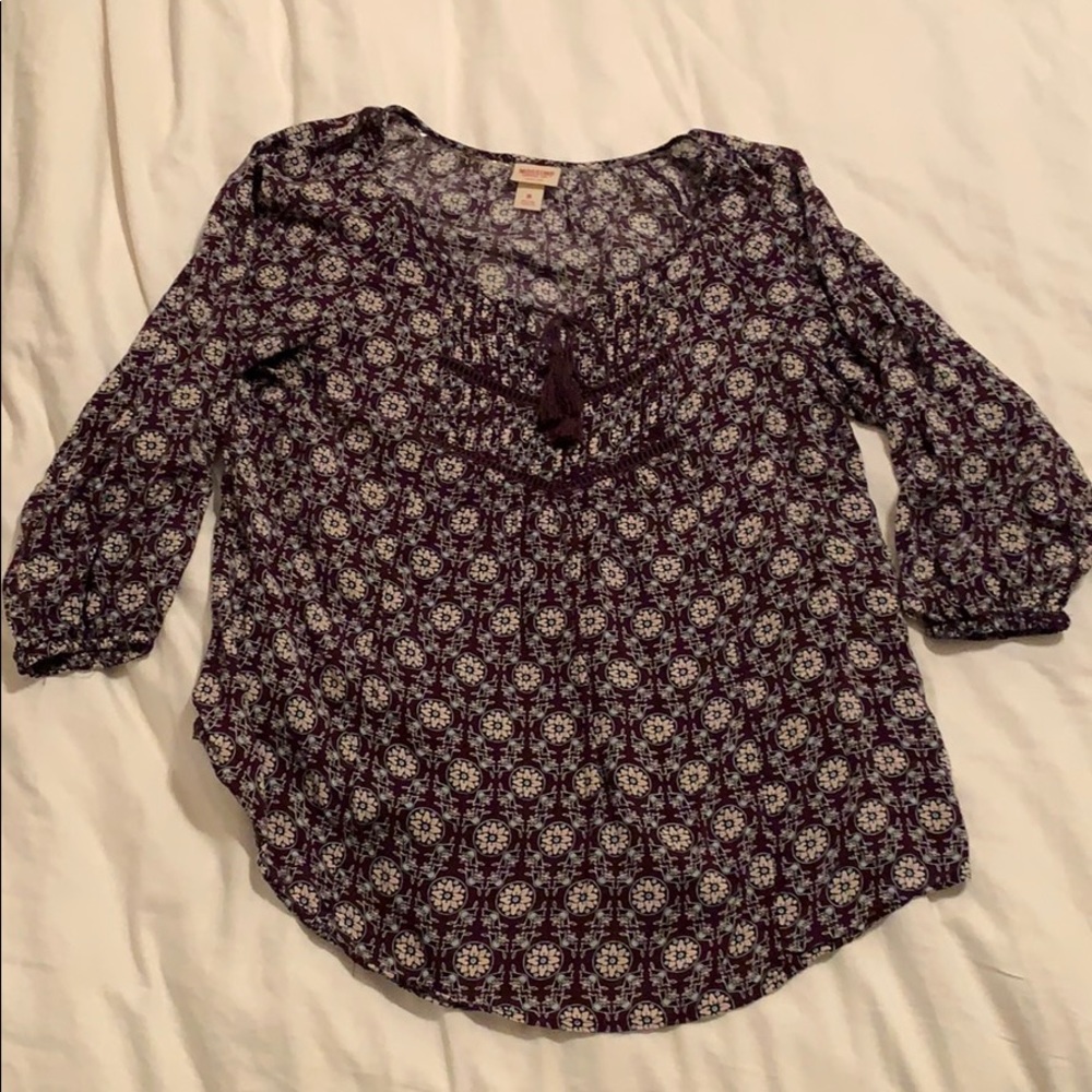 Mossimo Floral Top/Blouse 3/4 Sleeves